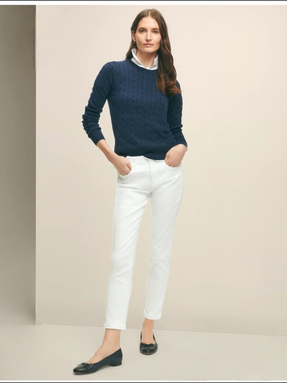 Brooks Brother Natilie Fit Denim Jeans Pant Sz 4 White Cotton Preppy